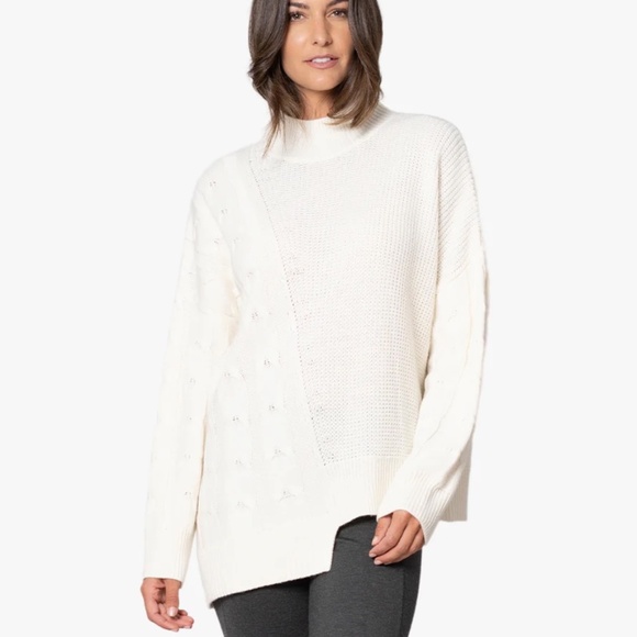 Stella Carakasi Made You Look Sweater L/XL Ivory Cotton Cashmere Asymmetrical - Picture 1 of 13